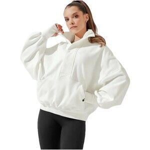 POPFLEX Ooey Gooey Crop Half Zip Almond Milk Pullover Sweatshirt Women’s L/XL